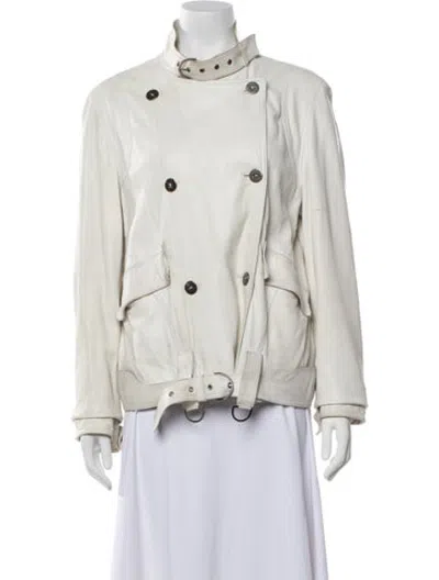 Pre-owned Burberry Leather Biker Jacket In Neutrals