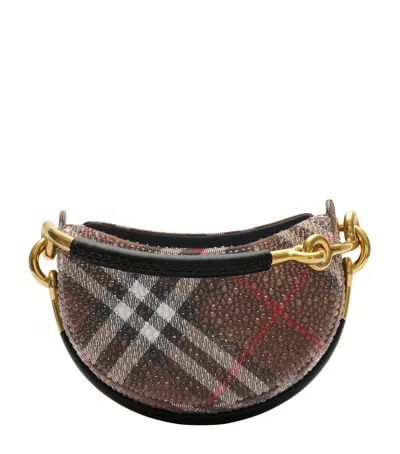 Burberry Leather Embellished Check Bridle Clutch Bag In Brown