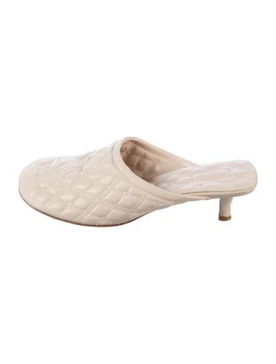 Pre-owned Burberry Leather Patterned Mules In Neutrals