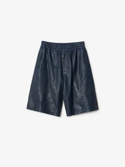 Burberry Leather Shorts In Blue