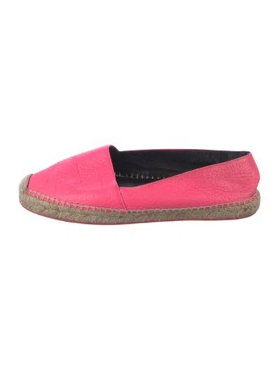 Pre-owned Burberry Leather Whipstitch Trim Espadrilles In Pink