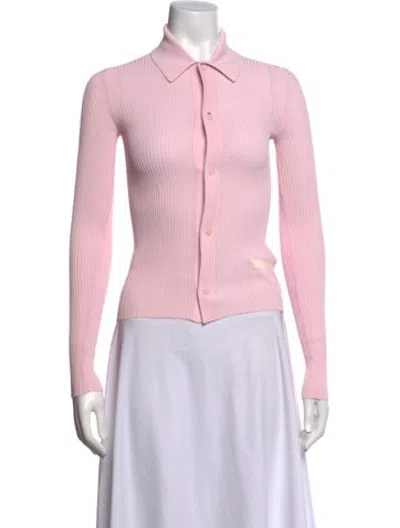 Pre-owned Burberry Long Sleeve Polo In Pink