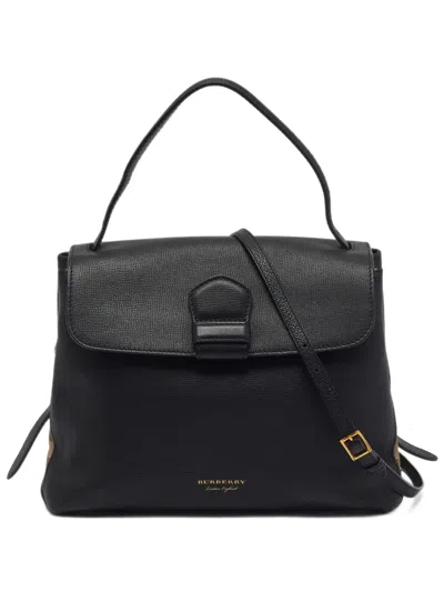 Pre-owned Burberry Medium Camberley House Check Satchel Bag In Black