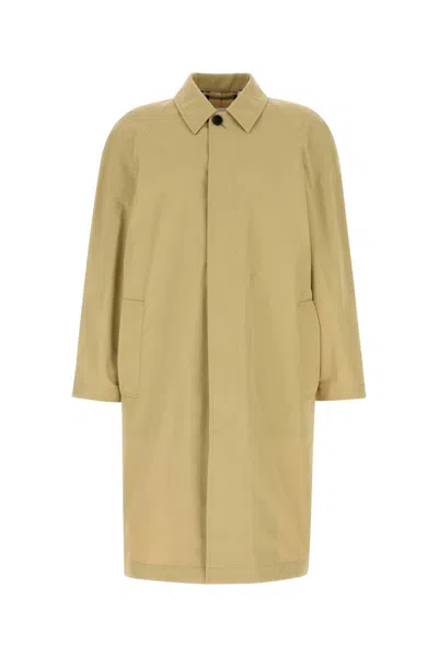Burberry Men's Cotton Overcoat Trench Style In Beige O Tan