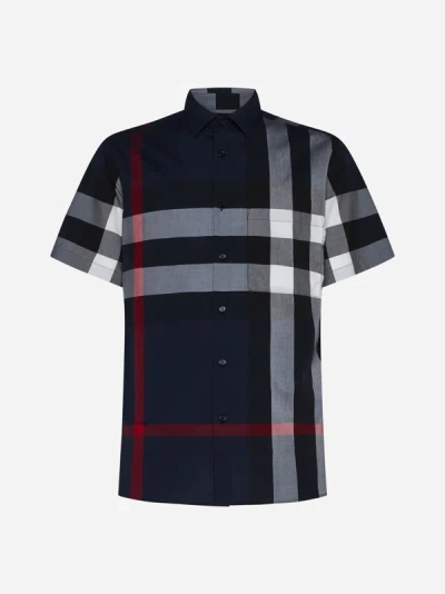 Burberry Men's Summerton Check Button-front Shirt In Navy