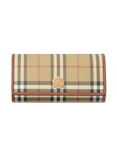 Burberry Mini Foldover Wallet With Stud Closure - 19.5 X 3.5 X 10 Cm In Beige