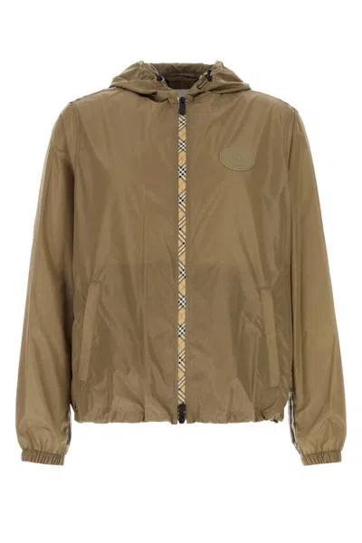 Burberry Mud Nylon Newport Windbreaker For Men In Brown