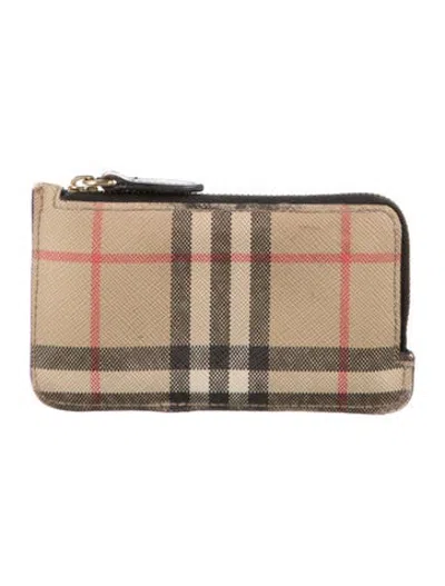 Pre-owned Burberry Nova Check Pattern Canvas Card Holder In Brown