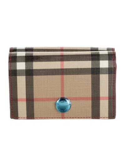 Pre-owned Burberry Nova Check Pattern Canvas Card Holder In Neutrals