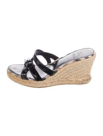 Pre-owned Burberry Nova Check Pattern Patent Leather Espadrilles In Multicolor