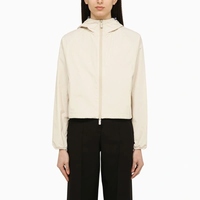 Burberry Nylon Cropped Jacket With Logo Women In Cream