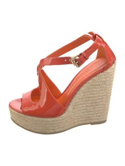 Pre-owned Burberry Patent Leather Espadrilles In Orange
