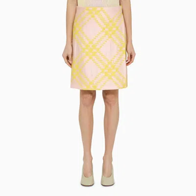 Burberry Pink/yellow Kilt With Check Pattern