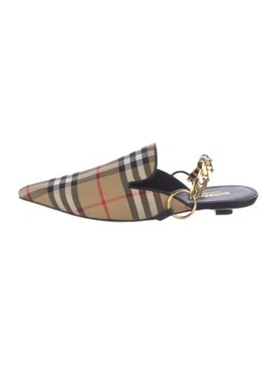 Pre-owned Burberry Plaid Print Mules In Neutrals