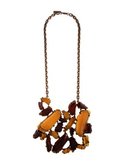 Pre-owned Burberry Prorsum Albury Crystal Necklace, 31" In Brown/yellow