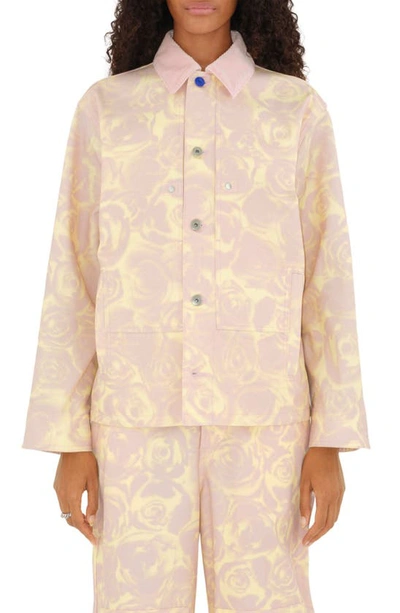 Burberry Rose Print Shirt Jacket In Pink