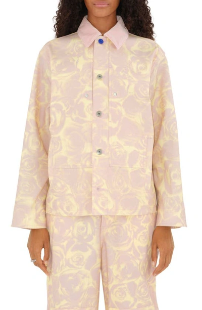 Burberry Rose Print Shirt Jacket In Multi