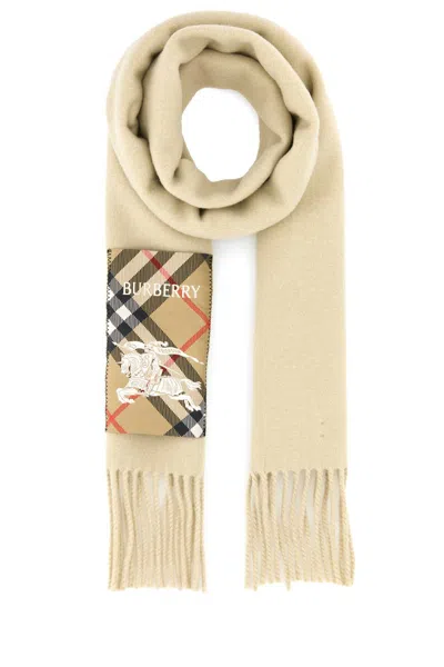 Burberry Sand Cashmere Scarf In Metallic