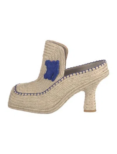 Pre-owned Burberry Signature Logo Jute Mules In Blue/neutrals