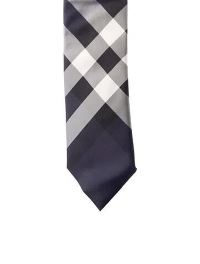 Pre-owned Burberry Silk Pattern Tie W/tags In Blue
