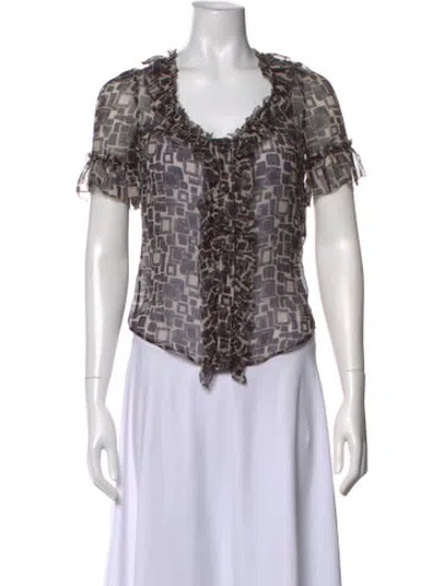 Pre-owned Burberry Silk Patterned Blouse In Multicolor