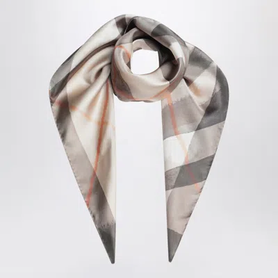 Burberry Silk Scarf Watercolor Effect Check In Cream