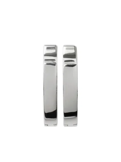 Burberry Slim Shield Logo-engraved Hoop Earrings In Silver