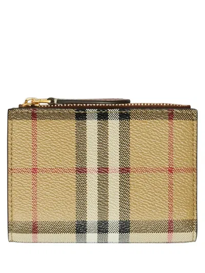 Burberry Small Check Book-shaped Wallet In Brown