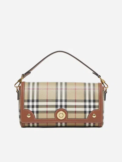 Burberry Small Note Canvas Check Shoulder Bag In Briar Brown