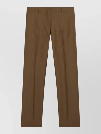 Burberry Straight Leg Tailored Trousers Belt Loops In Brown
