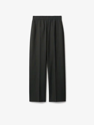 Burberry Striped Wool Trousers In Black