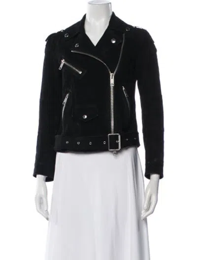 Pre-owned Burberry Suede Biker Jacket In Black