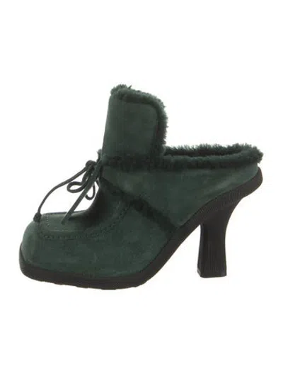 Pre-owned Burberry Suede Mules In Green