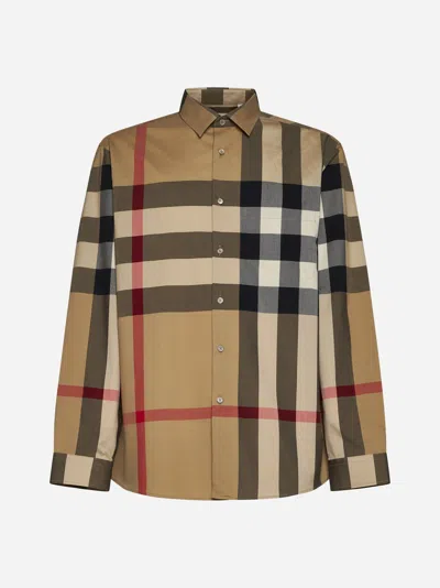 Burberry Summerton Check Cotton Shirt In Archive Beige