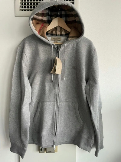 Pre-owned Burberry Super Runway Classic Sold Out Logo Hoodie Jacket In Grey