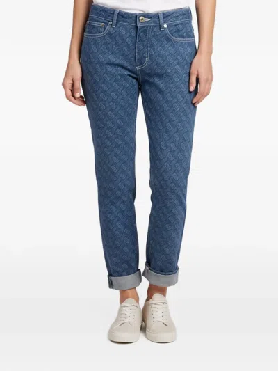 Pre-owned Burberry Tb Monogram Print Skinny Jeans In Blue