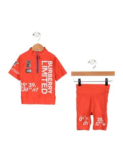 Pre-owned Burberry Babies' Toddler Boys' Logo Shorts Set In Orange