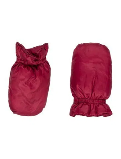 Pre-owned Burberry Babies' Toddler Girls' Mittens In Burgundy