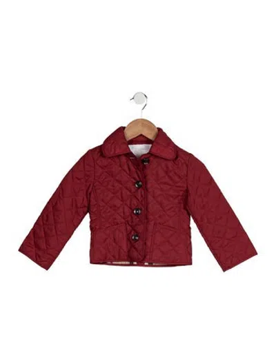 Pre-owned Burberry Babies' Toddler Girls' Quilted Pattern Jacket In Red
