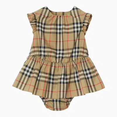 Burberry Babies' Vintage Check Dress Set In Beige