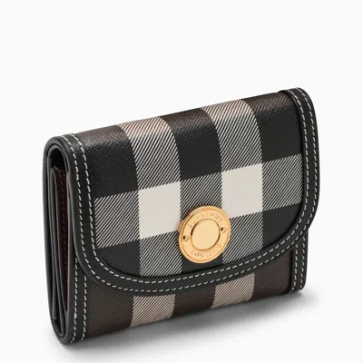 Burberry Vintage Check Small Wallet In Coated Calvas In Brown