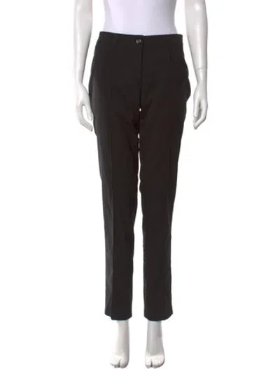 Pre-owned Burberry Virgin Wool Straight Leg Pants In Black