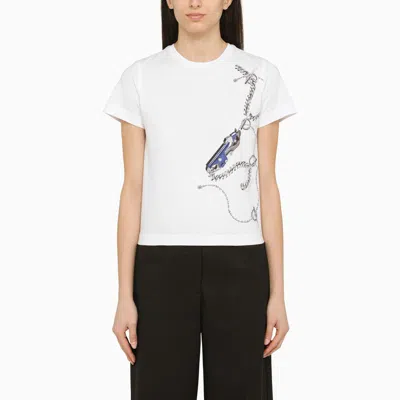 Burberry | White Cotton T-shirt With Print In Black