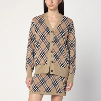 Burberry Wool And Mohair Blend Check Cardigan