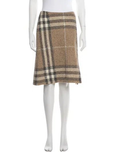 Pre-owned Burberry Wool Midi Length Skirt In Neutrals