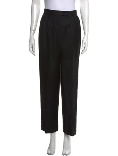 Pre-owned Burberry Wool Straight Leg Pants In Blue