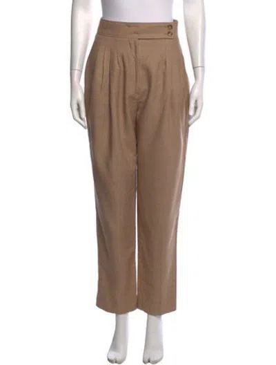 Pre-owned Burberry Wool Straight Leg Pants In Neutrals