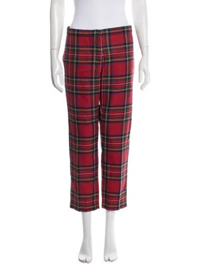Pre-owned Burberry Wool Straight Leg Pants In Red