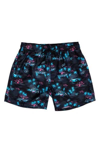 Burnside Tropical Print Board Shorts In Black