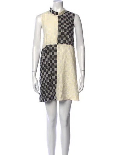 Pre-owned Buru Colorblock Pattern Mini Dress In Neutrals